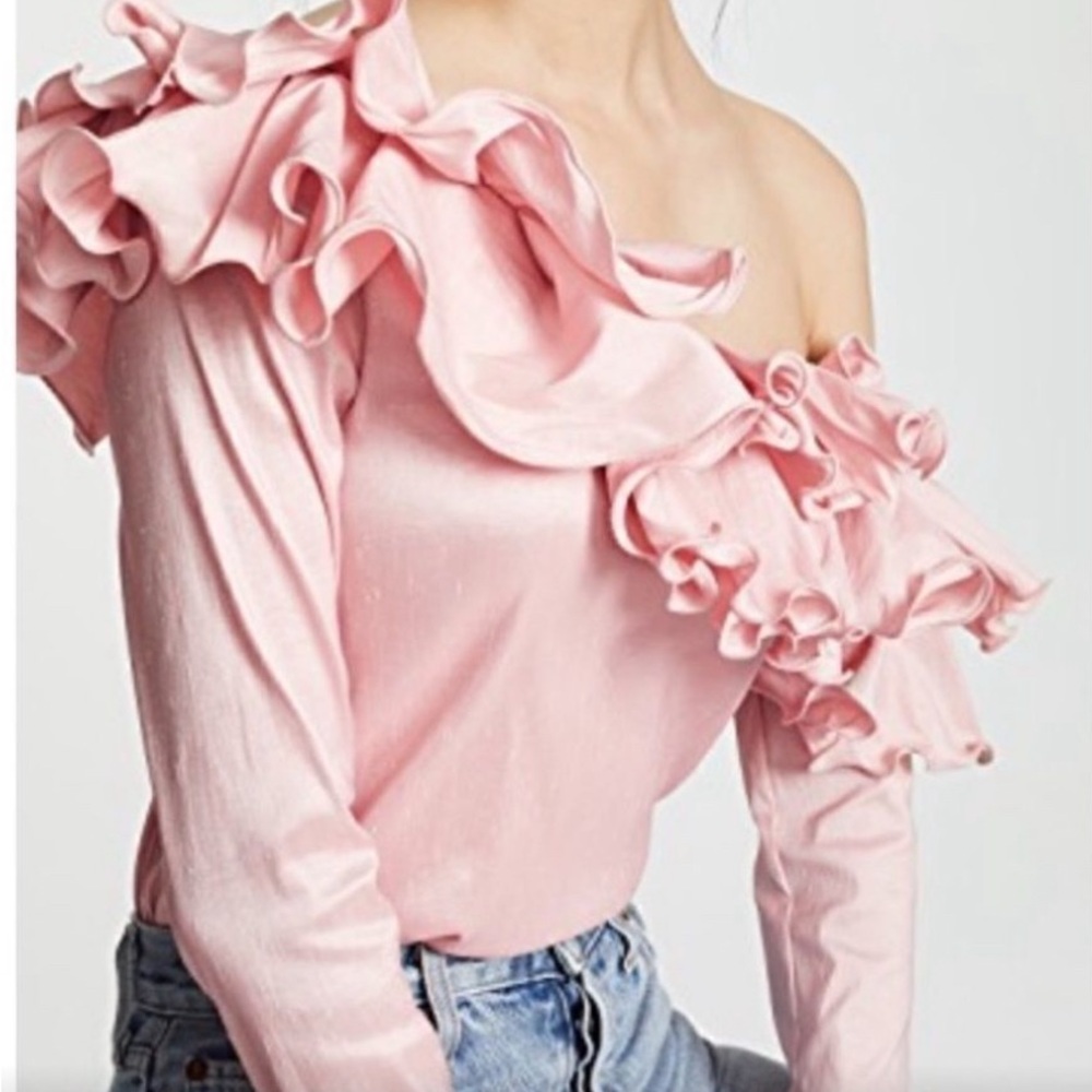 Petersyn Caneo Pink Lou Ruffle Blouse